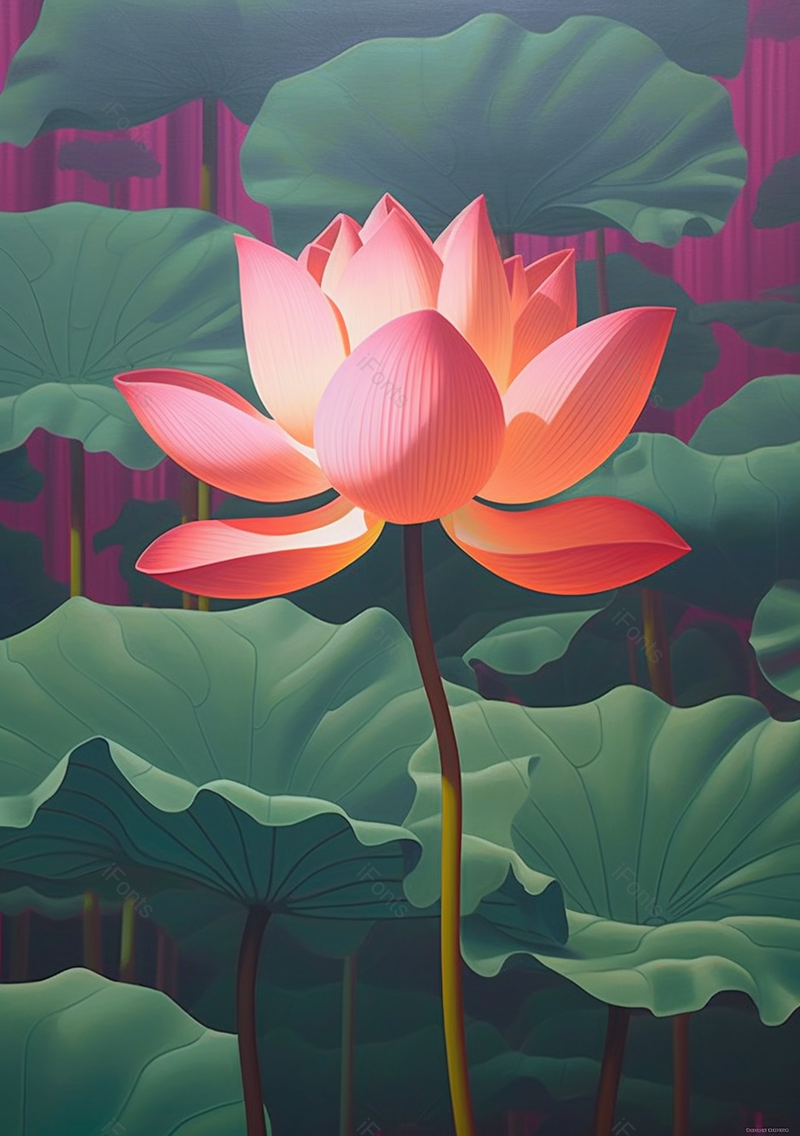 厚涂荷花绽放绿色插画背景壁纸,插画/手绘图,插画/手绘图库,插画/手绘图下载,插画/手绘